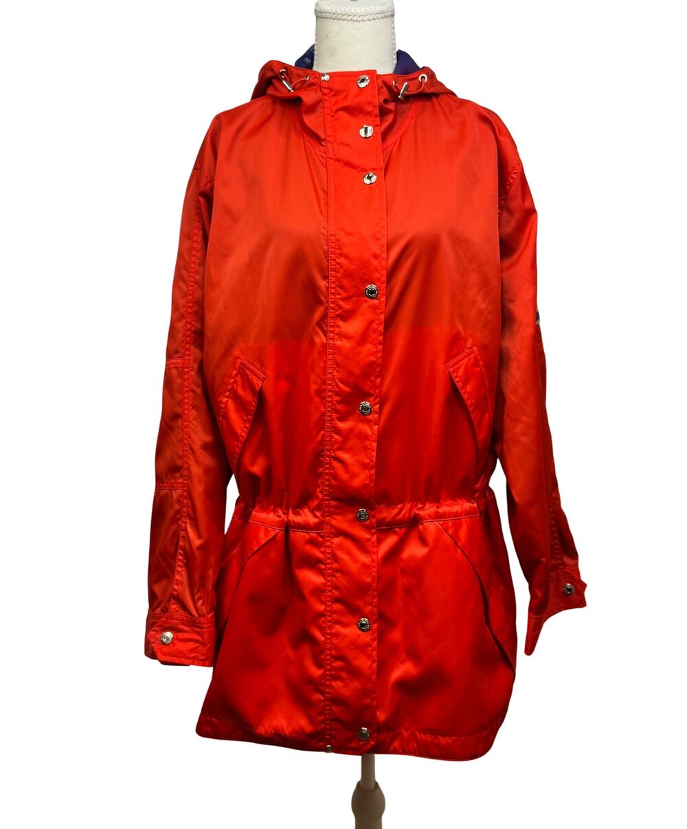 Vintage Lauren Ralph Lauren Red Nylon Utility Jacket Large Hooded Windbreaker